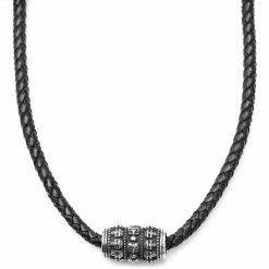 Fort Tempus Collier en cuir noir et pendentif motif tĂŞte de mort