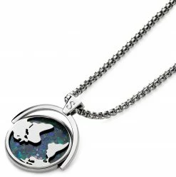 Arkai Atlas | Collier en acier inoxydable argenté à pendentif rotatif mappemonde en azurite et malachite 13 Arkai Atlas | Collier en acier inoxydable argenté à pendentif rotatif mappemonde en azurite et malachite -Colliers Soldes 3 3atlasnek