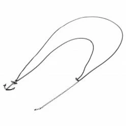 Lucleon Collier noir en acier à pendentif ancre marine -Colliers Soldes 3 4 69