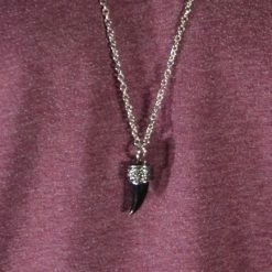 Fort Tempus Pendentif croc noir -Colliers Soldes 30 black tooth stainless steel necklace cropped2