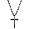 Lucleon Collier à pendentif croix latine en acier noir poli -Colliers Soldes 37 18d5de66d6c26e5dfefb59c0d48a45d7e