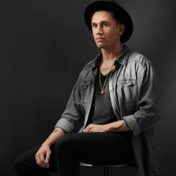 Arkai Collier Orisun Andrew à pierre obsidienne acajou -Colliers Soldes 5 1 24639