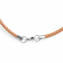 Collin Rowe Collier en cuir crème tressé 5mm -Colliers Soldes 5 1 286