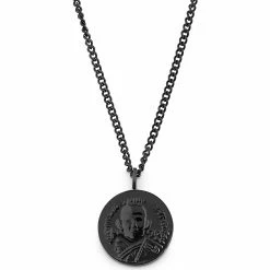 Lucleon Collier en acier noir à pendentif hindou