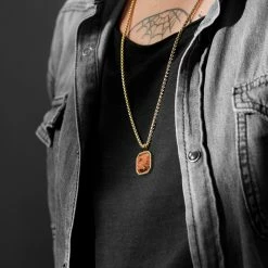 Arkai Collier Orisun Andrew à pierre obsidienne acajou -Colliers Soldes 5 2 24639