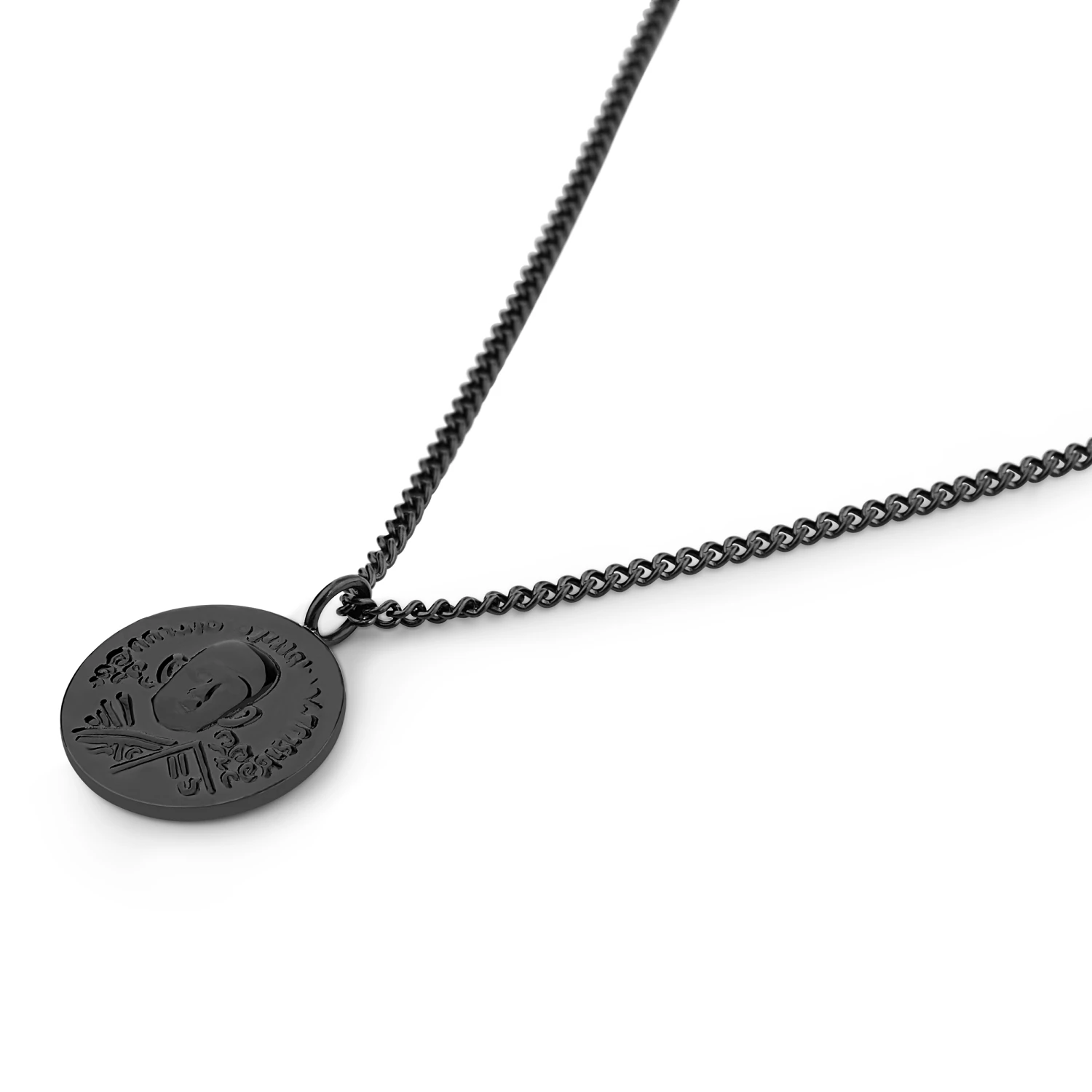 Lucleon Collier en acier noir à pendentif hindou 4 Lucleon Collier en acier noir à pendentif hindou – Image 2