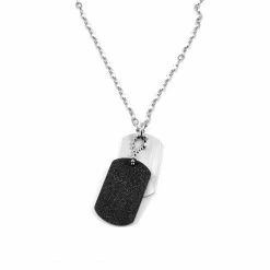 Fort Tempus Collier noir avec plaque noir brillant
