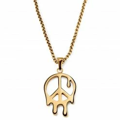 Otsu Fahrenheit | Collier à pendentif en métal doré Peace & Love