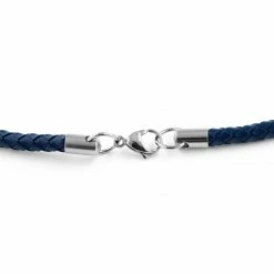 Collin Rowe Collier en cuir bleu électrique tressé 5mm -Colliers Soldes 6 1 72 2 67 3 88 1