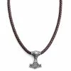 Fort Tempus Collier en cuir marron et pendentif celtique double face