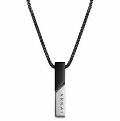 Arkai Collier Rico à pendentif noir et argenté