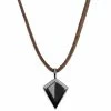 Lucleon Collier en cuir marron à pendentif triangulaire noir -Colliers Soldes 7 1 352 1