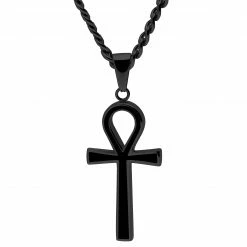 Lucleon Collier noir avec pendentif Ankh