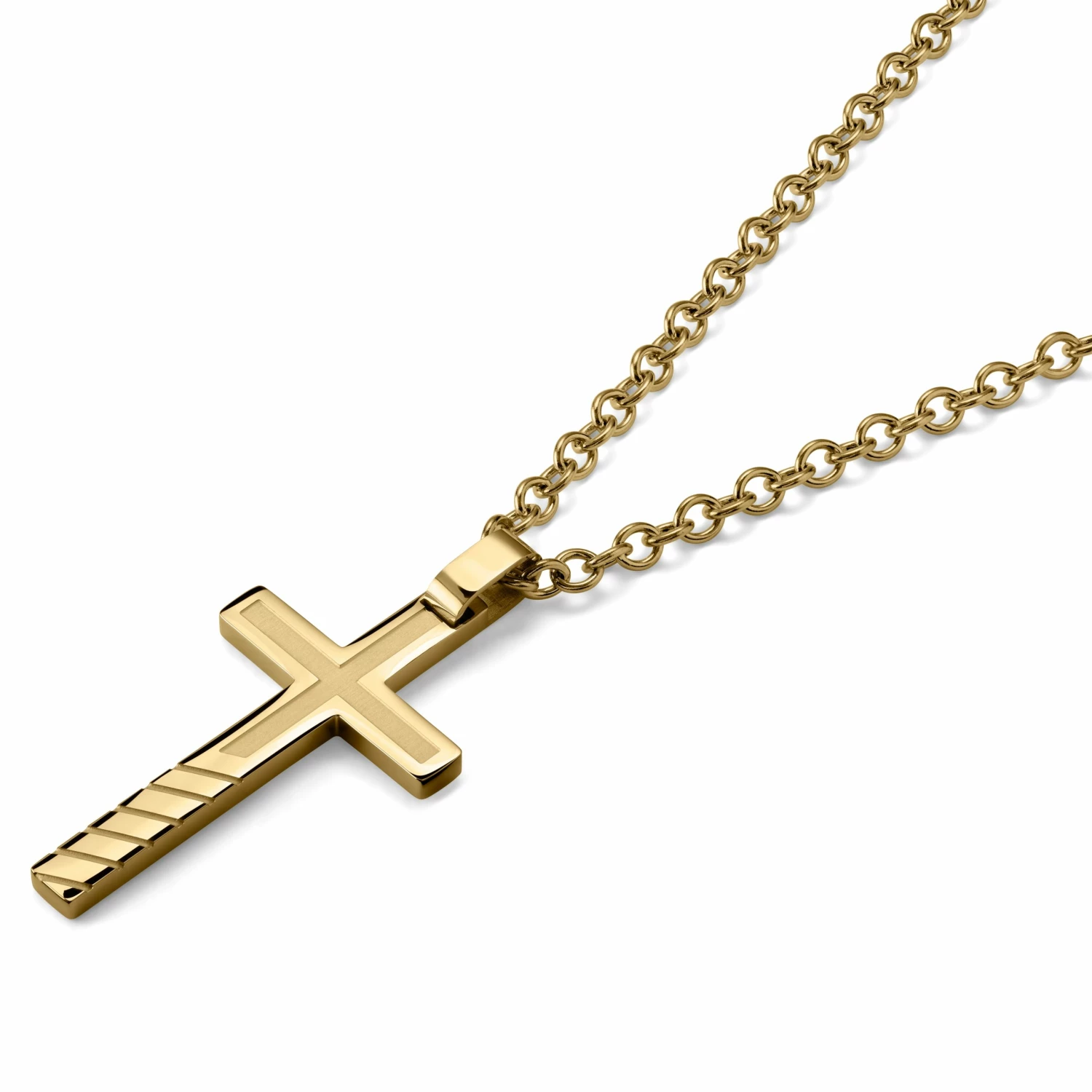 Lucleon Collier à pendentif croix en acier inoxydable doré 4 Lucleon Collier à pendentif croix en acier inoxydable doré – Image 2