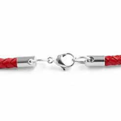 Collin Rowe Collier en cuir rouge tressé 5mm -Colliers Soldes 7 2 85 1 98