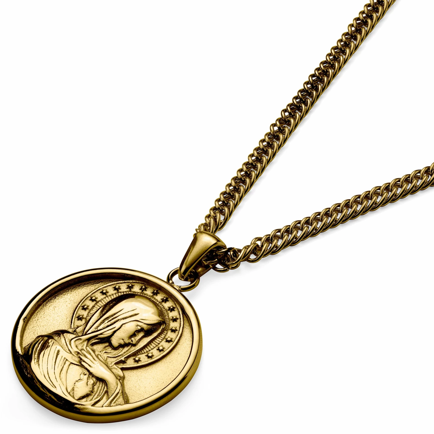 Lucleon Sanctus | Collier en métal doré à l'effigie de la Vierge Marie 6 Lucleon Sanctus | Collier en métal doré à l'effigie de la Vierge Marie – Image 4