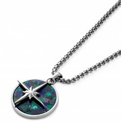 Arkai Atlas | Collier argenté à pendentif étoile polaire et pierre d'azurite et malachite -Colliers Soldes 7 2atlasnek