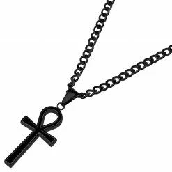 Lucleon Collier noir avec pendentif Ankh -Colliers Soldes 7 3.1077c0b1e7cb91cb1b56b1a9f2343fc5