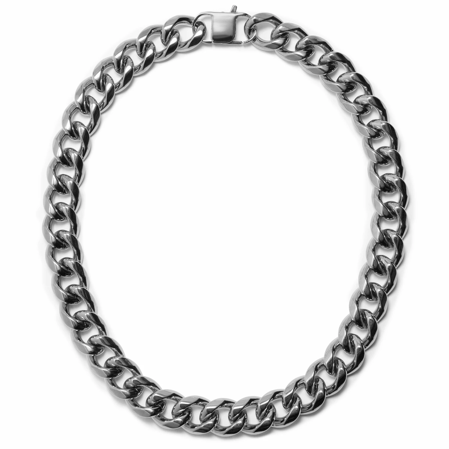 Lucleon Collier à maillons en acier argenté 18 mm 4 Lucleon Collier à maillons en acier argenté 18 mm – Image 2