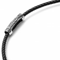 Fort Tempus Collier en cuir noir et rune cylindrique -Colliers Soldes 8 2 287