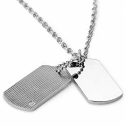 Fort Tempus Collier argenté ''Dog Tag'' a surface texturée -Colliers Soldes 8 2 7b8cc9c0995832f8ddb8a26e593d15fa
