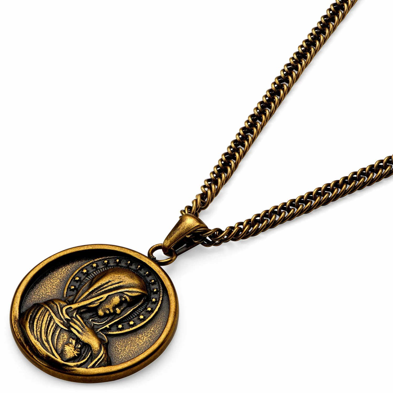 Lucleon Sanctus | Collier en métal doré vintage à l'effigie de la Vierge Marie 6 Lucleon Sanctus | Collier en métal doré vintage à l'effigie de la Vierge Marie – Image 4