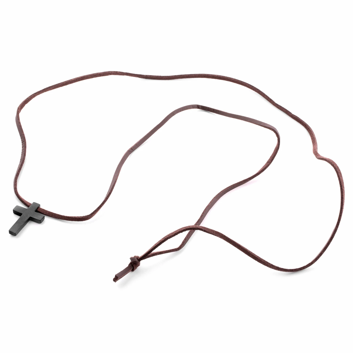 Lucleon Collier "Le Fils" à croix chrétienne en métal noir et cordon de cuir 5 Lucleon Collier "Le Fils" à croix chrétienne en métal noir et cordon de cuir – Image 3