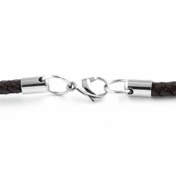 Collin Rowe Collier en cuir marron tressé 3mm -Colliers Soldes 8 3 1 93
