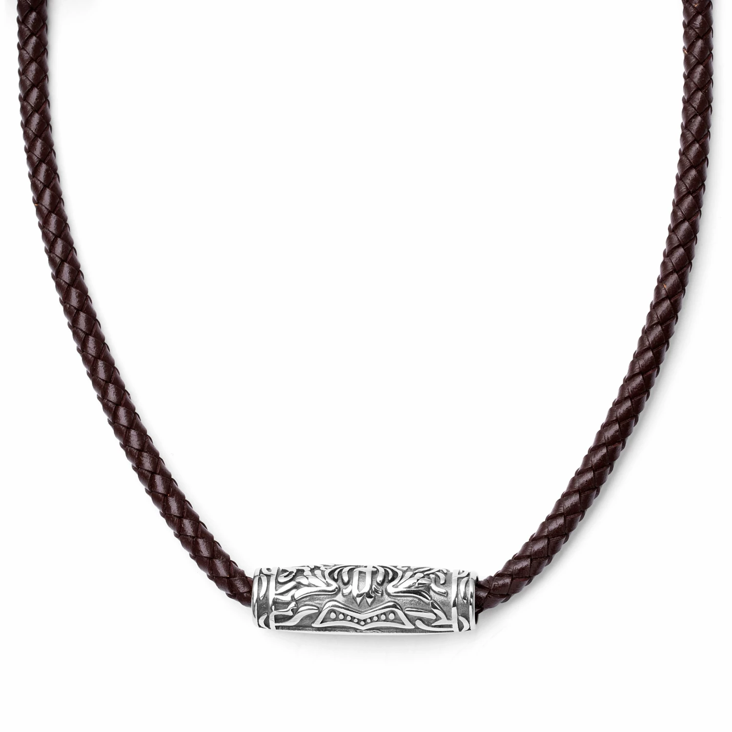 Fort Tempus Collier en cuir marron et rune ovale 3 Fort Tempus Collier en cuir marron et rune ovale