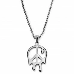 Otsu Fahrenheit | Collier à pendentif en métal argenté Peace & Love