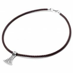 Fort Tempus Collier en cuir marron et rune argentée -Colliers Soldes 9 1 14 2 288