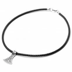 Fort Tempus Collier en cuir noir et rune argentée -Colliers Soldes 9 1 14 2 292