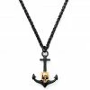 Lucleon Collier Tadd noir avec ancre et tête de mort 1 Lucleon Collier Tadd noir avec ancre et tête de mort -Colliers Soldes 9 1sidro