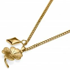 Seizmont Ace | Collier à double pendentif doré "L'as de carreau" et "Le trèfle à 4 feuilles" -Colliers Soldes 9 2.519380194758aea901803c4bf25f5575