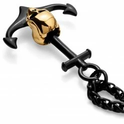 Lucleon Collier Tadd noir avec ancre et tête de mort -Colliers Soldes 9 2sidro