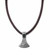 Fort Tempus Collier en cuir marron et rune argentée -Colliers Soldes 9 4 82