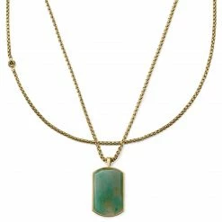 Arkai Set de 2 colliers superposés : chaîne dorée Rico et collier à pendentif jade taïwanais Orisun