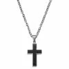 Lucleon Collier à pendentif croix avec marqueterie noire -Colliers Soldes agtukgujyh