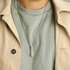 Arkai Collier Rico à pendentif argenté et doré -Colliers Soldes ak ricocollection nathan necklace 1x1 14rrrr