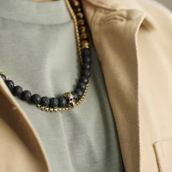 Arkai Set de colliers Rico pierres de lave et œil de tigre vert 10 Arkai Set de colliers Rico pierres de lave et œil de tigre vert -Colliers Soldes ak ricocollection nathan necklace 1x1 2