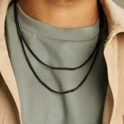 Arkai Collier noire Rico à double chaîne 10 Arkai Collier noire Rico à double chaîne -Colliers Soldes ak rico collection model5745 b