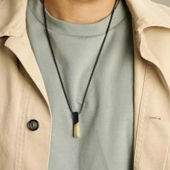 Arkai Collier Rico à pendentif noir et doré -Colliers Soldes ak rico collection model5794 arrr