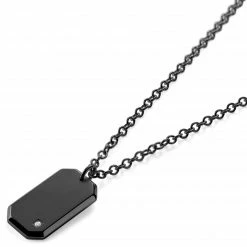 Lucleon Collier à pendentif noir ID et zircone -Colliers Soldes bgfkjy