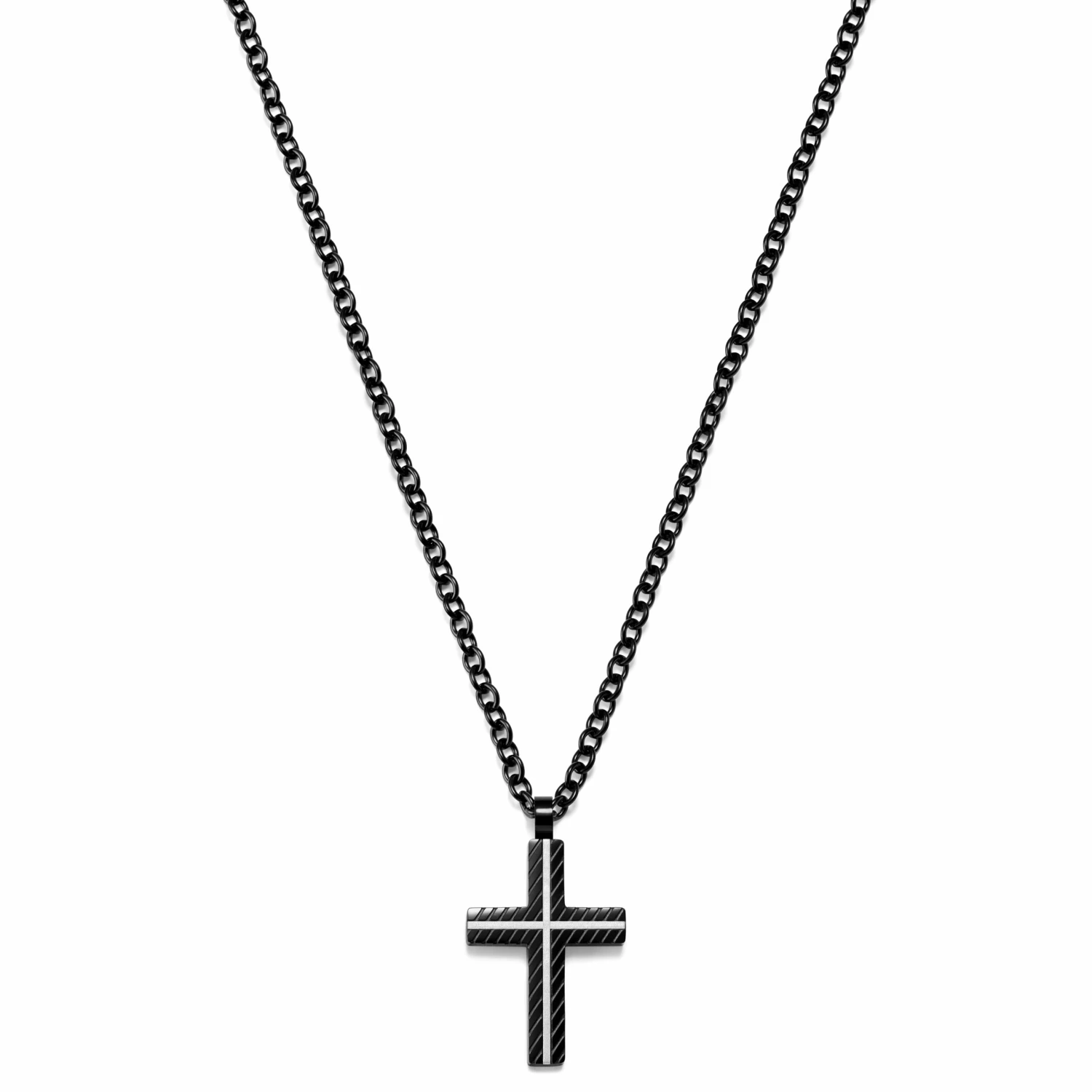 Lucleon Pendentif croix noir et blanc 4 Lucleon Pendentif croix noir et blanc – Image 2