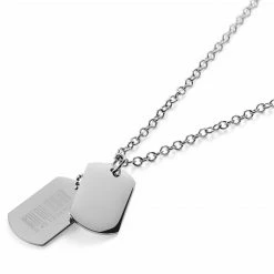 Lucleon Collier à deux plaques militaires avec décoration code-barre -Colliers Soldes crgdht