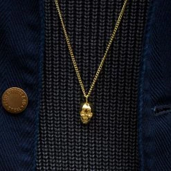 Lucleon Collier à pendentif doré en forme de crâne -Colliers Soldes golden skull necklace