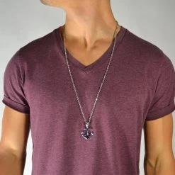 Fort Tempus Pendentif tête de mort et ancre -Colliers Soldes kranie anker sta lhalsk de