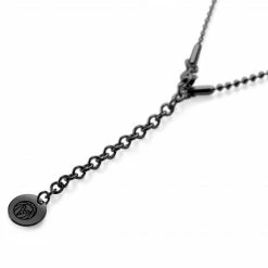 Lucleon Collier à plaque d'identité noire -Colliers Soldes ll charm black b