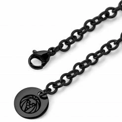 Lucleon Collier à pendentif noir ID et zircone -Colliers Soldes llcharmblack2 3