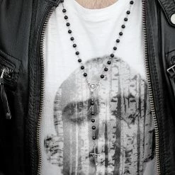 Fort Tempus Chapelet noir 11 Fort Tempus Chapelet noir -Colliers Soldes necklace cross silverandblack accessoryformen inspiration 2